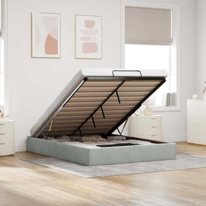 vidaXL, vidaXL Ottoman-Bett ohne Matratze Hellgrau 140x200 cm Samt