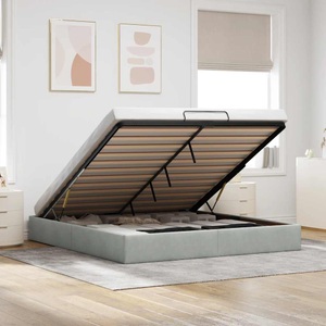 vidaXL, vidaXL Ottoman-Bett ohne Matratze Hellgrau 180x200 cm Samt