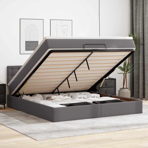 vidaXL, vidaXL Ottoman-Bett mit Matratzen & LEDs Grau 180x200 cm Kunstleder