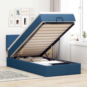 vidaXL, vidaXL Ottoman-Bett mit Matratze & LEDs Blau 90x190 cm Stoff