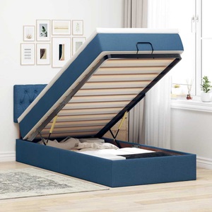 vidaXL, vidaXL Ottoman-Bett mit Matratze & LEDs Blau 90x190 cm Stoff