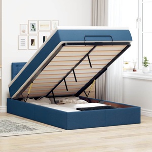 vidaXL, vidaXL Ottomane Bett mit Matratze & LEDs Blau 120x190 cm Stoff