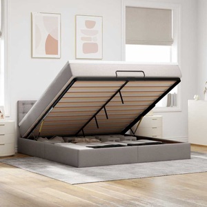 vidaXL, vidaXL Ottomane Bett mit Matratze & LEDs Taupe 180x200 cm Stoff
