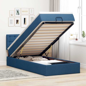 vidaXL, vidaXL Ottoman-Bett mit Matratze & LEDs Blau 90x190 cm Stoff