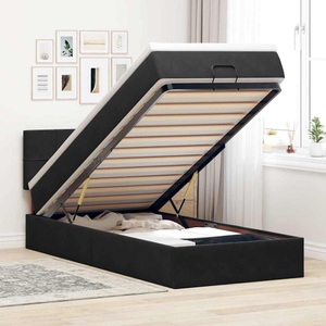 vidaXL, vidaXL Ottoman-Bett mit Matratze & LEDs Schwarz 90x200 cm Samt