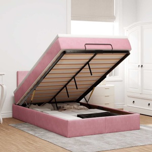 vidaXL, vidaXL Ottoman-Bett mit Matratze & LEDs Rosa 120x200 cm Samt