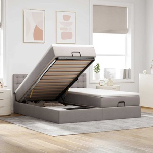 vidaXL, vidaXL Ottoman-Bett mit Matratzen & LEDs Taupe 180x200 cm Stoff