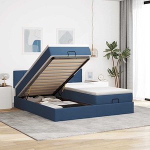 vidaXL, vidaXL Ottoman-Bett mit Matratzen & LEDs Blau 180x200 cm Stoff