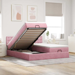 vidaXL, vidaXL Ottoman-Bett mit Matratzen & LEDs Rosa 200x200 cm Samt