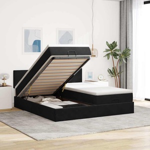 vidaXL, vidaXL Ottoman-Bett mit Matratzen & LEDs Schwarz 200x200 cm Samt