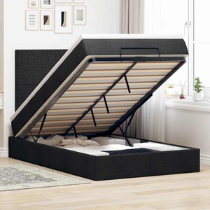 vidaXL, vidaXL Ottoman-Bett mit Matratze & LEDs Schwarz 120x190 cm Stoff
