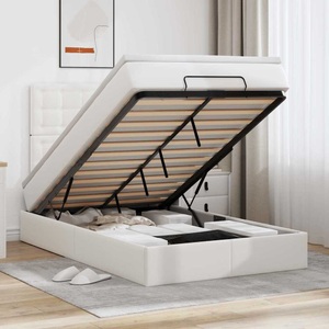 vidaXL, vidaXL Ottoman-Bett mit Matratze & LEDs Weiß 120x200 cm Kunstleder