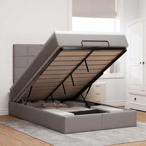vidaXL, vidaXL Ottoman-Bett mit Matratze & LEDs Taupe 120x200 cm Stoff