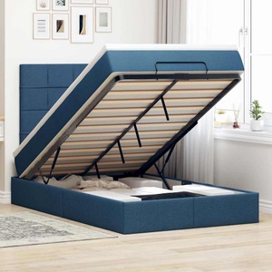 vidaXL, vidaXL Ottoman-Bett mit Matratze & LEDs Blau 120x200 cm Stoff