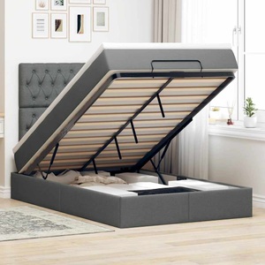 vidaXL, vidaXL Ottoman-Bett mit Matratze & LEDs Dunkelgrau 120x200 cm Stoff