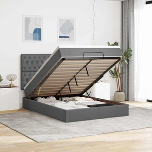 vidaXL, vidaXL Ottoman-Bett mit Matratze & LEDs Dunkelgrau 140x200 cm Stoff