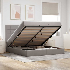 vidaXL, vidaXL Ottoman-Bett mit Matratze & LEDs Taupe 180x200 cm Stoff