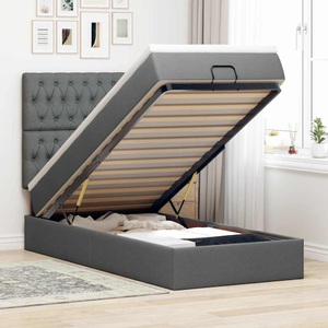 vidaXL, vidaXL Ottomane Bett mit Matratze & LEDs Dunkelgrau 80x200 cm Stoff