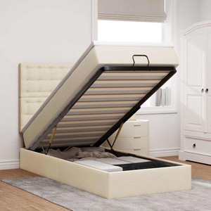 vidaXL, vidaXL Ottoman-Bett mit Matratze & LEDs Creme 90x190 cm Stoff