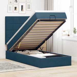 vidaXL, vidaXL Ottoman-Bett mit Matratzen & LEDs Dunkelblau 100x200 cm Samt