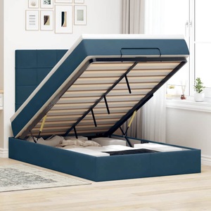 vidaXL, vidaXL Ottoman-Bett mit Matratzen & LEDs Dunkelblau 120x190 cm Samt