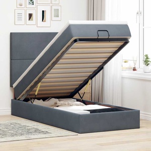 vidaXL, vidaXL Ottoman-Bett mit Matratzen & LEDs Dunkelgrau 90x190 cm Samt