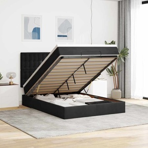 vidaXL, vidaXL Ottoman-Bett mit Matratzen & LEDs Schwarz 140x190 cm Samt