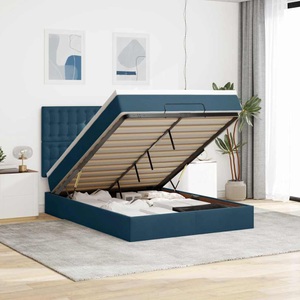 vidaXL, vidaXL Ottoman-Bett mit Matratzen & LEDs Dunkelblau 140x190 cm Samt