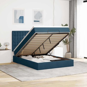 vidaXL, vidaXL Ottoman-Bett mit Matratzen & LEDs Dunkelblau 140x200 cm Samt