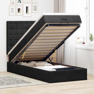 vidaXL, vidaXL Ottoman-Bett mit Matratzen & LEDs Schwarz 90x200 cm Samt
