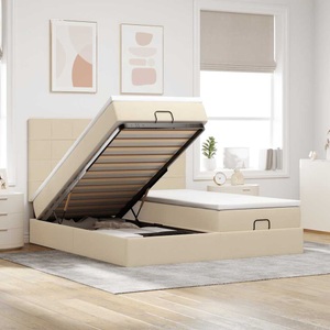 vidaXL, vidaXL Ottoman-Bett mit Matratzen & LEDs Creme 200x200 cm Stoff