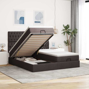 vidaXL, vidaXL Ottoman-Bett mit Matratzen & LEDs Dunkelbraun 160x200 cm Stoff