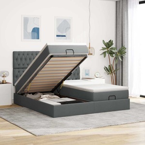 vidaXL, vidaXL Ottoman-Bett mit Matratzen & LEDs Dunkelgrau 200x200 cm Stoff