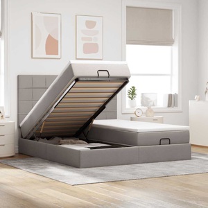vidaXL, vidaXL Ottoman-Bett mit Matratzen & LEDs Taupe 180x200 cm Stoff