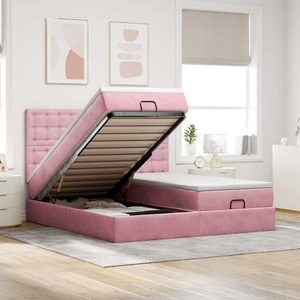 vidaXL, vidaXL Ottoman-Bett mit Matratzen & LEDs Rosa 180x200 cm Samt