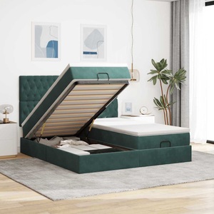 vidaXL, vidaXL Ottoman-Bett mit Matratzen & LEDs Dunkelgrün 200x200 cm Samt