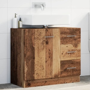 vidaXL, vidaXL Waschbeckenunterschrank Altholz-Optik 63x30x54 cm Holzwerkstoff