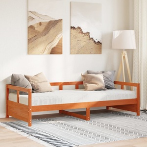 vidaXL, vidaXL Tagesbett mit Matratze Wachsbraun 90x190 cm Massivholz Kiefer