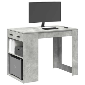 vidaXL, vidaXL Schreibtisch mit Schubladen und Ablage Betongrau 102x62x77,5 cm