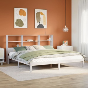 vidaXL, vidaXL Massivholzbett mit Regal ohne Matratze Weiß 180x200 cm Kiefer