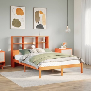 vidaXL, vidaXL Massivholzbett mit Regal ohne Matratze Wachsbraun 160x200 cm