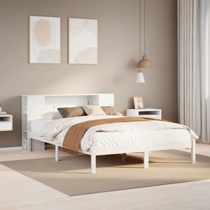 vidaXL, vidaXL Massivholzbett mit Regal ohne Matratze Weiß 120x190 cm Kiefer