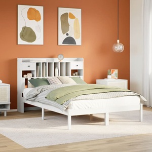 vidaXL, vidaXL Massivholzbett mit Regal ohne Matratze Weiß 150x200 cm Kiefer