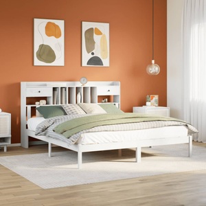 vidaXL, vidaXL Massivholzbett mit Regal ohne Matratze Weiß 200x200 cm Kiefer