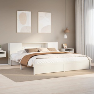vidaXL, vidaXL Massivholzbett mit Regal ohne Matratze Weiß 200x200 cm Kiefer