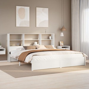 vidaXL, vidaXL Massivholzbett mit Regal ohne Matratze Weiß 200x200 cm Kiefer