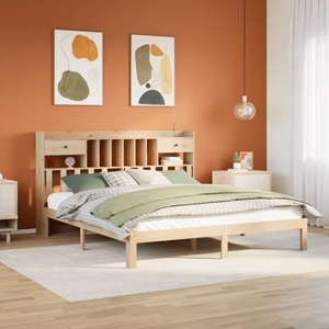 vidaXL, vidaXL Massivholzbett mit Regal ohne Matratze 200x200 cm Kiefer