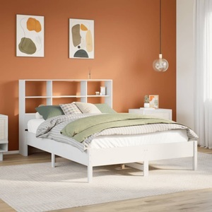 vidaXL, vidaXL Massivholzbett mit Regal ohne Matratze Weiß 135x190 cm Kiefer