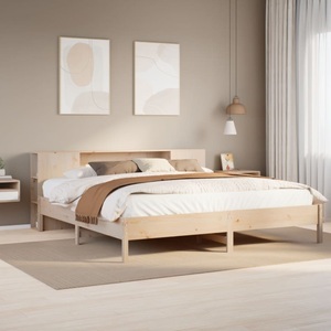 vidaXL, vidaXL Massivholzbett mit Regal ohne Matratze 200x200 cm Kiefer