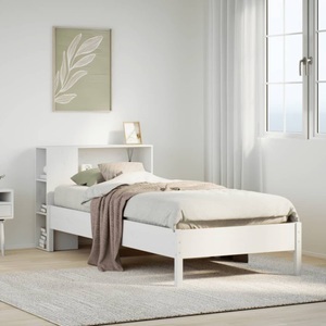 vidaXL, vidaXL Massivholzbett mit Regal ohne Matratze Weiß 100x200 cm Kiefer